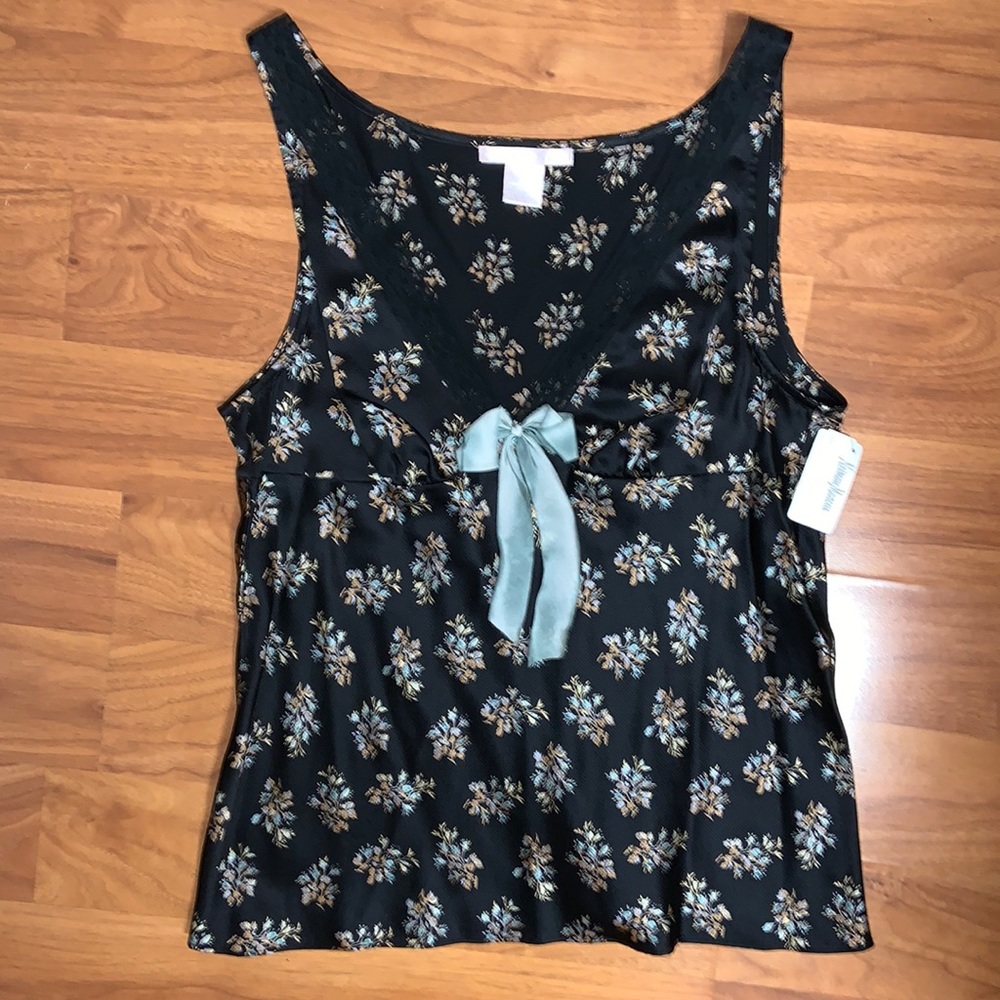 NWT Rebecca Taylor 100% Silk Tank Top with Bow Detail